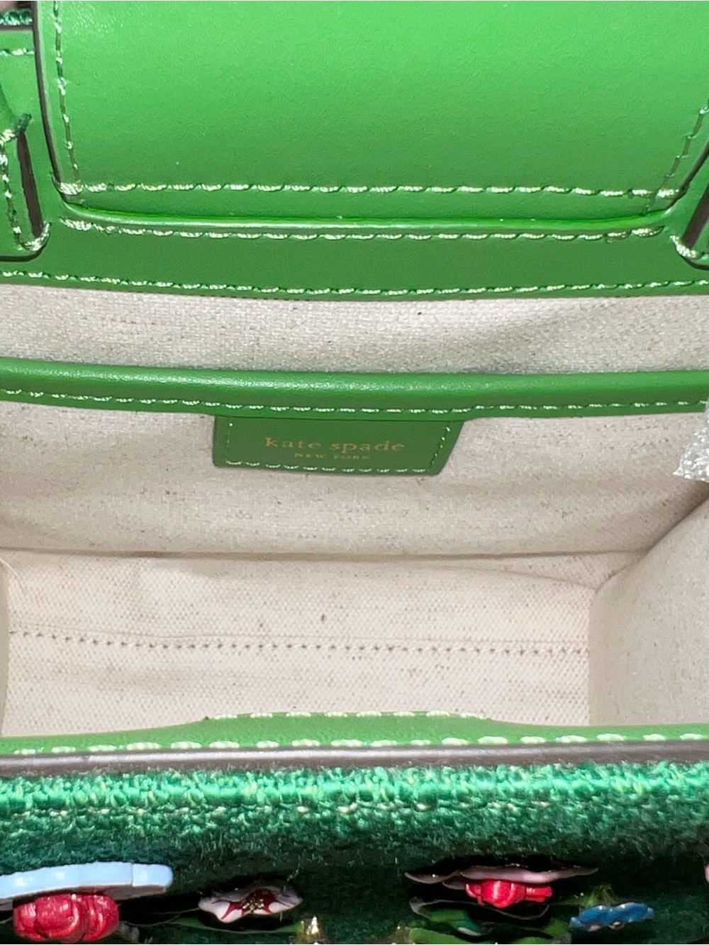 NWT Kate Spade NY Manhattan Floral Appliqué Green Mini Tote Bag - Picture 13 of 14